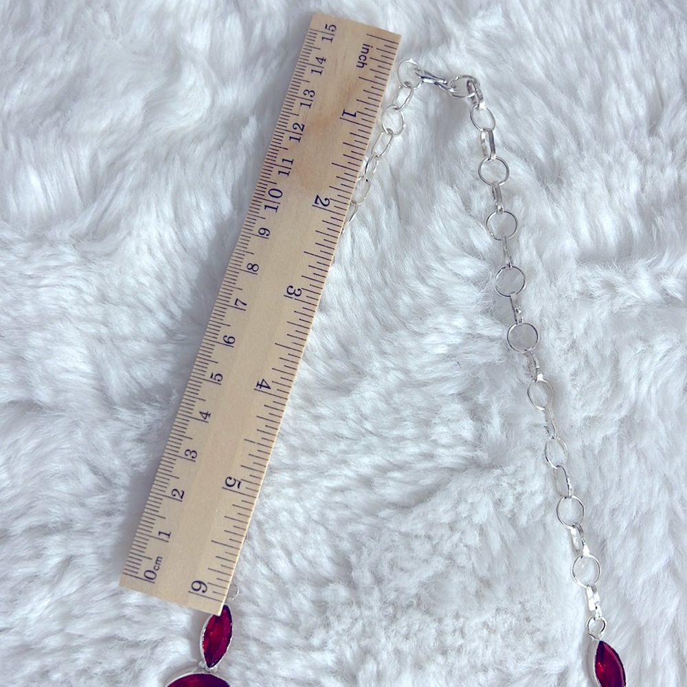 Large Ruby Garnet 925 Statement Necklace - image 3